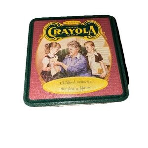 Vintage 1994 Crayola Collector's Tin W/64 New Crayons Grandma & Kids USA